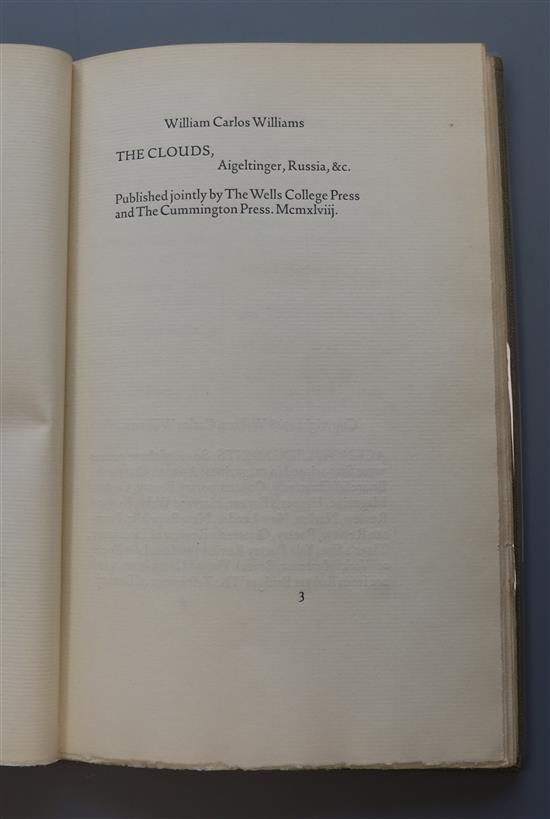 William, William Carlos - The Clouds, Aigeltinger, Russia & Co, one of 250, 8vo, cloth, with paper titling label